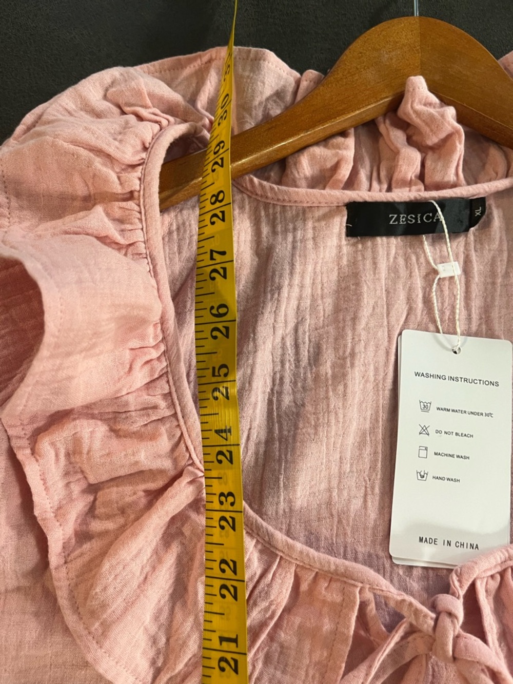 Zesica Pink Ruffle Babydoll Top Textured Gauze Vacation resort size XL NWT - Picture 8 of 10